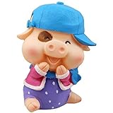 キュートブルー帽子マクダル豚型貯金箱ウェディングXmasクリスマス誕生日バレンタインギフト