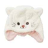 西松屋 新生児ボアフリース帽子（ネコ/クマ） 【新生児50-60cm】　ネコ（オフホワイト）