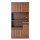 LOWYA （ロウヤ） キッチン収納 食器棚 レンジ台 キッチンボード ハイタイプ ワイド 幅90cm 奥行42cm ウォルナット/ブラック おしゃれ 新生活