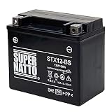 SUPER NATTO / STX12-BS （YTX12-BS KTX12-BS GTX12-BS FTX12-BS YHT12-12B YHT12-12B互換) バイク用バッテリー シールド型MF(フォーサイト EX フュージョン SE TYPE-X W650 W800 ZRX1200DAEG バンディッド 1200S バルカン クラシック ゼファーX)