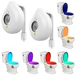 トイレ夜ライト、2パックプレミアム8-color ChangingボディセンサーMotion Activated LEDトイレボウルライトwith Adjustableライトモードの公衆トイレ、バスル