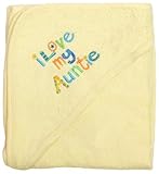 Extra Large 40"x30" Absorbent Hooded Towel, I Love My Auntie (Light Yellow), Frenchie Mini Couture b