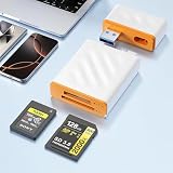 10Gbps CFexpress Type A & SD カードリーダ 2 in 1 USB3.2 Gen 2 CFexpress Type A CFカードリーダー 高速転送 CFexpress Type A カードリーダー ポー USB-A/USB-Cコネクタ付き、cfカード アダプター cf sdカード 変換カードリーダー iPhone/Samsung/Laptop対応、2枚同時読み取り