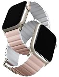 UNIQ Apple Watch バンド 42mm 41mm 40mm Series 10/9/8/7/6/SE/5/4/対応 マグネットシリコンバンド リバーシブル アップルウォッチ ベルト REVIX (ホワイト/ライトブルー, 42mm/41mm/40mm)