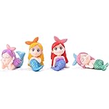 アクアリウム 水槽 オブジェ 人魚姫 かわいい 4点セット 水槽 オーナメント 家の装飾 マーメイド 置物 人魚像 海 妖精ガーデン 水族館 アクアリウム アクセサリー 飾り 熱帯魚 観賞魚 装飾品 水槽用アクセサリー 人魚姫 かわいい (B)