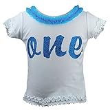 Reflectionzベビー女の子ターコイズGlitter " One " Ruffle Detail Tシャツ12 – 18 M カラー: ブルー
