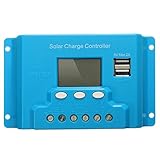 べホー 10A 20A 30A LCD PWMソーラーパネル充電コントローラバッテリレギュレータ12V / 24V、デュアルUSB付き