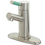 Kingston Brass FS8428DGL Green Eden Single Handle Lavatory Faucet with Cover Plate, Satin Nickel