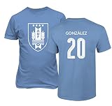 TCAMPウルグアイ2018 National Soccer # 20 Gonzalez世界選手権のメンズTシャツ Youth Large
