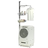 川口工器 省スペース 突っ張り ハンガー付き ランドリーラック 燕三条製 19004 (ブラック)