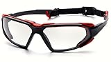 Pyramex Highlander Safety Glasses - Clear Anti-Fog Lens, Black-Red Frame by Pyramex Safety