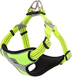 cocomall 負担軽減犬用ハーネス 犬用胴輪 ドッグ ペット用品 お出かけハーネス 3M反射材料 訓練 ナイロン製 小型犬、中型犬、大型犬に向け 通気性 調節可能 おしゃれ (M, ネオン・イェロー)