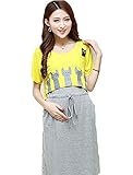 【Tresor】 マタニティウェア 半袖 ワンピース コットン素材 授乳口付き ウエスト調整 産前産後 リラックス 締め付け無し 妊娠初期中期後期 人気 可愛い 妊娠 TRAP-152354