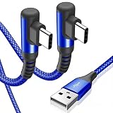 USB Type C ケーブル L字 両端【1.5M /2本セット】Sweguard タイプc ケーブル 90度 type-c【3.1A急速充電 】-ブルー