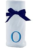 Princess Linens Embroidered Blue Initial Cotton Knit Blanket, O by Princess Linens