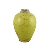 9" Lime Green Crackled Distressed Terra Cotta Flower Urn Vase