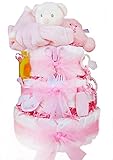 Goodnight Bear 3 Tier Diaper Cake (Pink (Girl)) by The Gift Partners