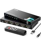 【4K解像度】JCHICI HDMI 切り替え器 4入力1出力 4K@60Hz/2K@120Hz/1080P@240Hz HDMI2.0切替器 セレクター リモコン付き HDCP 2.2/HDMI 2.0 HDR 3D対応 選べる自動・手動切替機能 【PS3/PS4/PS5/Switch動作確認済み】全ポートCEC対応