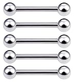 [From da Phactory] 5個セット サージカルステンレス ストレートバーベル 軟骨ピアス ファーストピアス (16G シャフト10mm キャッチ3mm)