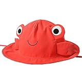 PANCY 【高品質】春夏 帽子 子供 つば広ハット ベビー キャップ 通気 吸汗 かわいい 動物 日焼け対策 UVカット アウトドア 海 0～8歳 (レッド カニ,52cm 2～4歳)