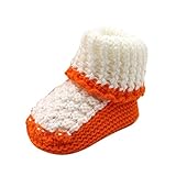 Tonsee 可愛い ベビー シューズ 赤ちゃん 暖かい ニットシューズ ソフト ファーストシューズ (オレンジ)