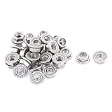 uxcell　六角フランジロックナット　ロックナット　鋸歯状ナッツ　ステンレス鋼　シルバートーン　M6のスレッド径　30個