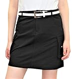 Delsol 7607 BK M 後ろポケット付ストレッチ入カーゴスカート（丈長め） ブラック カーゴスカート デルソル ゴルフ ゴルフウェア レディース 黒 無地 春 夏 秋 冬 スカート 裏地なし