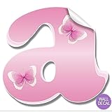 壁デカールLetterベビー名デカールステッカー装飾文字装飾バタフライ – 子供の赤ちゃんの保育園、少女の寝室、子どもの遊び部屋by bugs-n-blooms Letter " a " ピンク AP