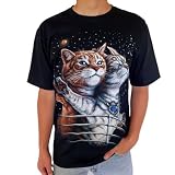 [VIVEL] おもしろtシャツ 猫 tシャツ メンズ 半袖 可愛いtシャツ タイタニック 洋画 映画t-シャツ パロディ ねこ 黒 映画 春 夏 秋 冬 (M)