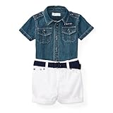 ポロ ラルフローレン デニムシャツ＆ショートパンツセット[ネイビーマルチ](男の子12～24か月用)12Mサイズ [並行輸入品]