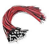 PATIKIL 発光ダイオード 配線付き 3 mm LEDダイオードライト 100個 3-6V小型 砲弾型 LEDライト 電球 発光ランプ RC DIY インジケータ 照明用 イエロー