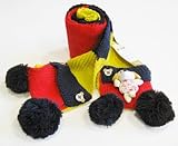 超可愛いキッズマフラー 子熊ちゃん付き カラフル編み 冬用 防寒 ニット (紺＊茶)
