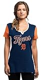 MLBレディースTime to ShineラインストーンVネックTシャツ( M、Detroit Tigers )