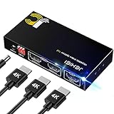 2画面同時出力「JCHICI」 HDMI分配器 4K@60Hz HDR&3Dビデオ対応 HDMI2.0 スプリッター EDID機能搭載 アルミ合金製本体 PC マルチディスプレイ PS5/PS4/PS3 HDTV Xbox Windows Mac Linux 対応 HDCP2.3、電源アダプターと日本語説明書付属