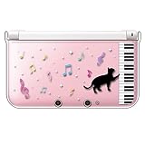 sslink ニンテンドー 3DS LL 対応 クリア ハード カバー ピアノと猫（ブラック） ネコ 音符 ミュージック キラキラ