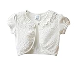 WIN ガールズ女の子 ボレロ カーディガン　半袖 子供 女の子 用　ホワイト ピンク 薄手 柔らか カーデ 女の子 フォーマルキッズ フォーマル ドレス 可愛い発表会 入園式 結婚式 パーティー (