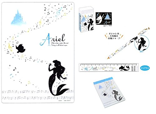 ディズニー Feeling Melody ステーショナリー5点セット アリエル 465234 218 下敷き シャーペン 消しゴム 定規 ミニメモ帳 文具百貨