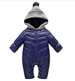Cute Minor 秋冬　新品　子供用　ファッション　帽子つく　保温　一体　厚い　長袖　中性/男女兼用　ベビー着物　赤ちゃん這う服装 (Ｓ（着丈：53ｃｍ、肩幅：21ｃｍ、バスト：56ｃｍ）, ブル