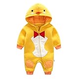 エルフ ベビー(Fairy Baby)ベビー服 ロンパース フード付き 鴨ちゃん着ぐるみ 長袖 秋冬防寒着 9M イエロー