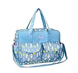 桜の雪　おしゃれ　マザーズバッグ　ママバッグ　トートバッグ / 斜めがけ 　軽量　 (ブルー)