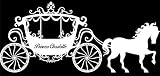 シック壁リムーバブルカスタムパーソナライズ名前プリンセスCarriage and horse壁アート飾りデカールビニールステッカー壁画子供用ガールズNursery Room 70"X31" ホワイト 