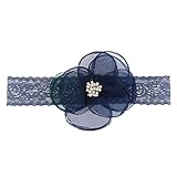 Domybestベビーヘアバンド 　レース花　3色　キッズ 子供 カチューシャ 髪飾り ヘアアクセサリー 新生児 赤ちゃん 出産祝い 誕生日 撮影に (ブルー)