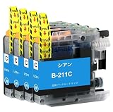 LC211 互換インクカートリッジ LC211C シアン 4本セット ブラザー用インク 対応プリンター機種:MFC-J880N MFC-J887N MFC-J900DN MFC-J907DN MFC-J997DN DCP-J562N DCP-J567N DCP-J762N DCP-J767N DCP-J962N 大容量 純正インクと併用可能 最新機種対応新型ICチップ付き/個包装