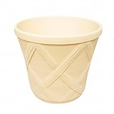 8号 ハーブのかおり クロス柄 深型 ホワイティクリームイエロー 植木鉢 おしゃれ 陶器 穴あり 三河焼