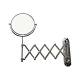 〔INK-07060012H(813-6) 〕　アームミラー　２面（１面３倍拡大鏡）　シルバー（銀）　【本体サイズ：L110～455*H340*鏡132】