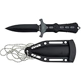 MTech USA MT-20-14GY Fixed Blade Neck Knife, Black Blade, Black/Grey Handle, 6-1/2-Inch Overall [並行輸