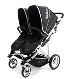 SA ベビーカー ブラック 赤 (1ヶ月~48ヶ月頃対象) スムーズに押しやすい二人乗りベビーカー[並行輸入品] (BLACK)