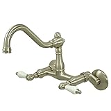 Kingston Brass KS3228PL Vintage Wall Mount Kitchen Faucet, 8-1/2-Inch, Satin Nickel [並行輸入品]