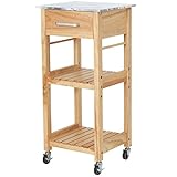 PLYWOOD Factory ウッデンマーブルトップトローリーL 幅55×奥行き55×高さ84.5cm 222295