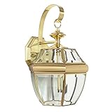 Sunset Lighting F7922-10 Outdoor Wall Sconce with Clear Beveled Glass, Polished Brass Finish [並行輸入品]